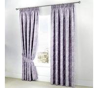 Serene - Jasmine - Ready Made Lined Pencil Curtains with Tie-backs - 66" Width x 90" Drop (168 x 229cm), Lavender