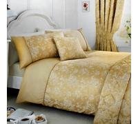 Serene Jasmine Floral Jaquard Weave Chapagne Duvet Cover Set,Curtains,Bedspread