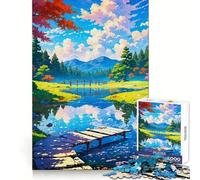 Serene Lake Landscape Jigsaw Puzzles 1000 Piece for Teenagers Mental Logic Toy Calm Escape Fine Edge Art Collectible (50x75cm)