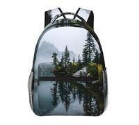 Serene Lake Reflection Print Background Backpack School Bag Travel Rucksack for Students Man Woman, Laptop Backpack Casual Daypack for Travel/College/Work