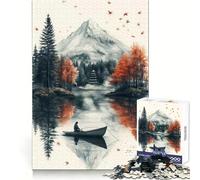 Serene Lake Scene with Mountain And Boat 1000 Piece Jigsaws for Teenagers Puzzle Reason Skill Toy Mental Relax Exact Cut (38x26cm)