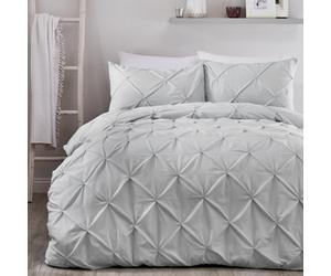 Serene Lara Luxury Silver Ruched Duvet Cover Set