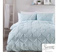 'Lara' Luxury Ruched Duvet Cover Set Serene Duck Egg Blue Super King