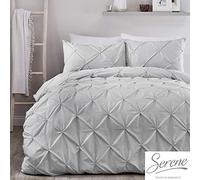 Serene Lara Ruched Easy Care Duvet Cover Set, Silver, Super King
