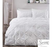 Serene Lara Ruched Easy Care Duvet Cover Set, White, King