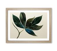 Serene Leaf Framed Print | A2 Oak Framed Wall Art | Ready to Hang | Modern Floral Picture | Living Room Bedroom Lounge Office