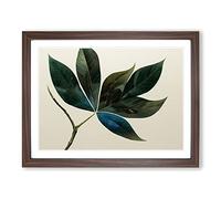 Serene Leaf Framed Print | A2 Walnut Framed Wall Art | Ready to Hang | Modern Floral Picture | Living Room Bedroom Lounge Office