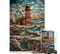 Serene Lighthouse Quilling 1000 Piece Jigsaw Puzzles for Adults Teenagers Recall Boost Calm Escape Smooth Cut Heartfelt Gift (50x75cm)