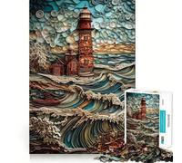 Serene Lighthouse Quilling 1000 Piece Jigsaw Puzzles for Adults Teenagers Recall Boost Calm Escape Smooth Cut Heartfelt Gift (50x75cm)