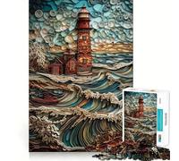 Serene Lighthouse Quilling Jigsaw Puzzles 1000 Piece for Teenagers Mental Logic Toy Calm Escape Fine Edge Art Collectible (38x52cm)