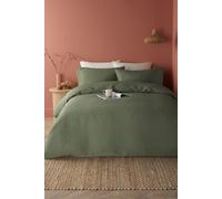 Serene 'Lindly' Waffle Duvet Cover Set in Dark Green | Size: Double Serene Dark Green Double