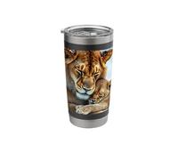 Serene Lioness & Sleeping Cub Heart Warming Design Collection Stainless Steel Insulated Tumbler