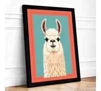 Serene Llama Framed Wall Art Print A1 Black