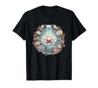 Serene Lotus Waterfall with Pastel Floral Aura T-Shirt