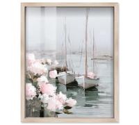 Serene Marina Shadowbox Print Coastal Wall Decor by Art Remedy, Blonde Frame, 24 x 30