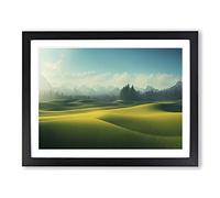 Serene Meadow Landscape Framed Wall Art Print A2 Black