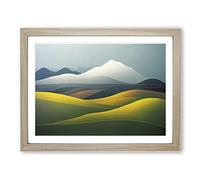 Serene Meadow Landscape Framed Wall Art Print A2 Oak