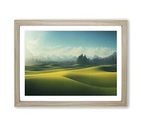 Serene Meadow Landscape Framed Wall Art Print A2 Oak