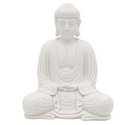 Serene Meditating Buddha Statue in White Finish for Indoor and Outdoor Use (White)