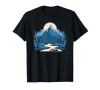 Serene Mountain Canoe Trip During a Colorful Retro Sunset T-Shirt
