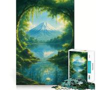 Serene Mountain Lake Landscape Painting 1000 Piece Jigsaw Puzzles for Adults Improve Memory Anxiety Relief Sharp Edge Wall Art Decor (50x75cm)
