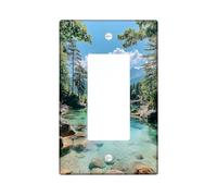 Serene Mountain Lake Light Switch Cover Plates/Outlet Covers, Crystal Clear Blue Waters for Home Decor, Thermoplastic Wall Plates, Standard Size Single Rocker