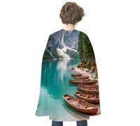 Serene Mountain Lake Pine Forests Halloween Costume Cloak Christmas Red Cape