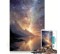 Serene Mountain Lake Under Starry Sky 1000 Piece Jigsaws for Adults Puzzle Strengthen Memory Warm Time Clean Edge (38x26cm)