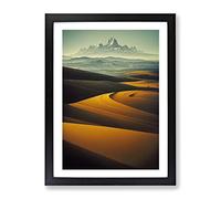 Serene Mountain Landscape Framed Wall Art Print A2 Black