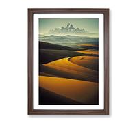 Serene Mountain Landscape Framed Wall Art Print A2 Walnut
