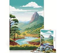 Serene Mountain River 1000 Teenager Pieces Jigsaw Puzzle Memory Power Restful Activity Seamless Fit Festive Present (38x26cm)