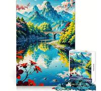 Serene Mountain River Landscape 1000 Piece Jigsaw Puzzles for Adults Teenagers Wise Think Toy Stress Relief Clear Cut (38x52cm)
