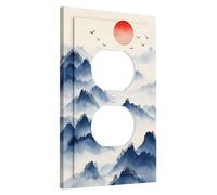 Serene Mountain Switch Cover Plate / Socket Covers, Red Sun and Blue Misty Spikes, Thermoplastic Wall Plates, Standard Size Single Duplex Plug