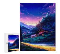 Serene Mountain Village Twilight Decorative Jigsaw for Grown-Ups, 500 PCS - New Year Decoration; for Shared Table Time