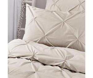 Serene Natural Diamond Pintuck Duvet Cover - Double Size (200 x 200cm) - Soft Touch Microfibre - Luxury Puckered Bedding with Pinch Pleat Design - Classic Duvet Cover in Natural Cream