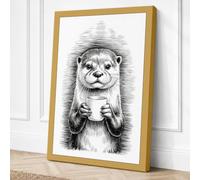 Serene Otter Minimalist Canvas Wall Art Print 18x12 Inch (46 x 30 cm)