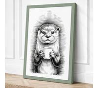 Serene Otter Minimalist Canvas Wall Art Print 18x12 Inch (46 x 30 cm)