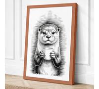 Serene Otter Minimalist Canvas Wall Art Print 24x16 Inch (61 x 41 cm)