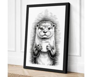 Serene Otter Minimalist Canvas Wall Art Print 24x16 Inch (61 x 41 cm)
