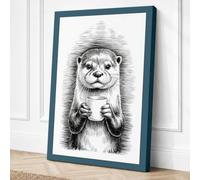 Serene Otter Minimalist Canvas Wall Art Print 30x20 Inch (76 x 51 cm)