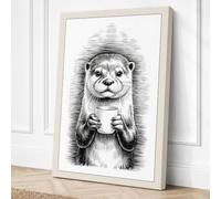 Serene Otter Minimalist Canvas Wall Art Print 36x24 Inch (91 x 61 cm)