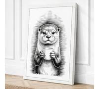 Serene Otter Minimalist Canvas Wall Art Print 36x24 Inch (91 x 61 cm)