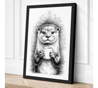 Serene Otter Minimalist Canvas Wall Art Print 36x24 Inch (91 x 61 cm)