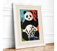 Serene Panda Garden Boho Framed Wall Art Print A1 White | Ready to Hang, Premium Gi Paper, Fade-Resistant Inks, Securely Packaged, UK Made
