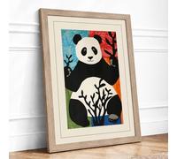 Serene Panda Garden Boho Framed Wall Art Print A3 (42×29.7cm) Oak, Wall Decor for Living Room, Bedroom, Office & Home, Ready to Hang, Art Gift