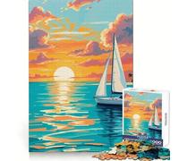Serene Pastel Sunset Sailboat Painting 1000 Piece Jigsaw Puzzle for Adults Smart Reason Toy Home Enjoy Sharp Edge Santa Wish Item (50x75cm)