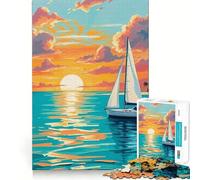 Serene Pastel Sunset Sailboat Painting 1000 Piece Jigsaw Puzzle for Adults Smart Reason Toy Home Enjoy Sharp Edge Santa Wish Item (50x75cm)