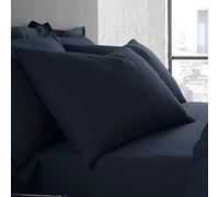 'Plain Dyed' Soft Touch Pair of Housewife Pillowcases Serene Navy Standard Pillow Case