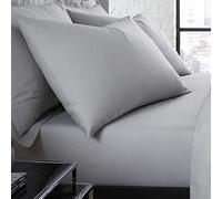 Serene Plain Dye Collection Easy Care Housewife Pillow Case, Silver, Pair