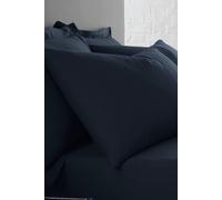 'Plain Dyed' Soft Touch Pair of Housewife Pillowcases Serene Navy Standard Pillow Case